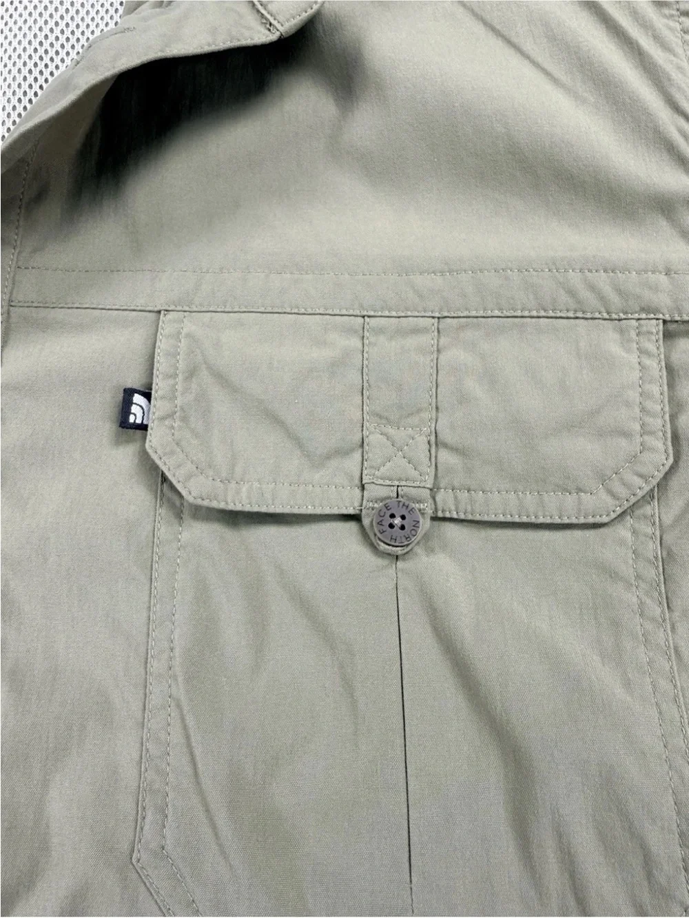 The North Face Mens L Lightweight Button Shirt Olive Green Vented Hiking Trail
